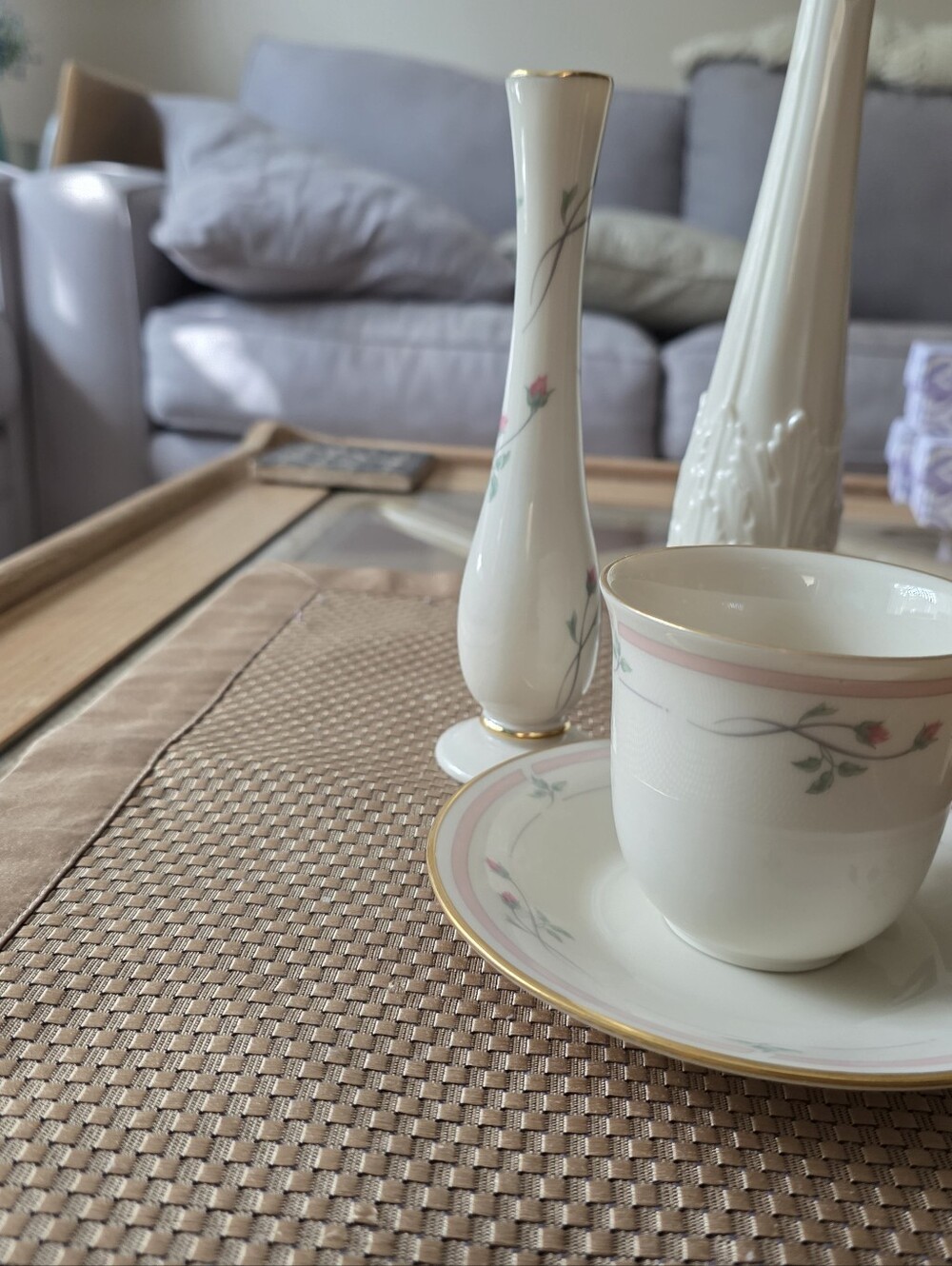 Lenox Rose Manor Footed Cup and Saucer White